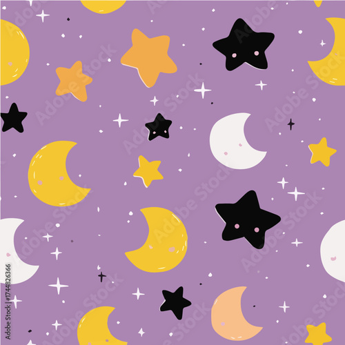 Cute Halloween seamless pattern, minimal vector illustration