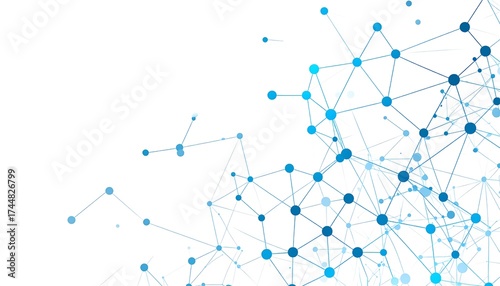 Abstract network graphic with light blue lines and dots