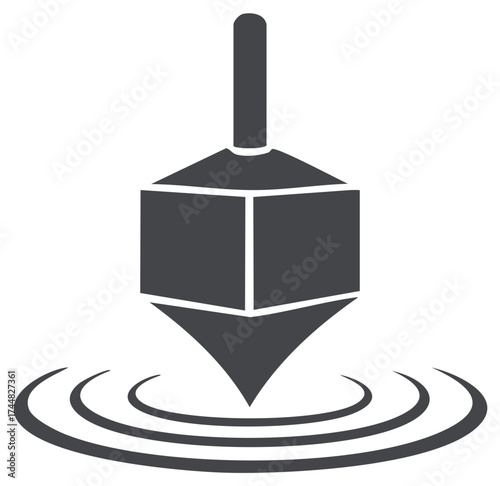 Plumb bob icon balanced on concentric circles representing balance or stability
