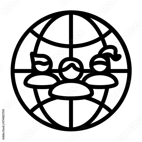 International Community Vector Line Icon Design
