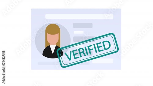 Confirmed identity card. Verification, alpha channel. Cartoon