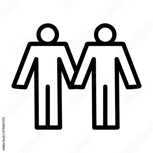 Same Sex Couple (Male) Vector Line Icon Design