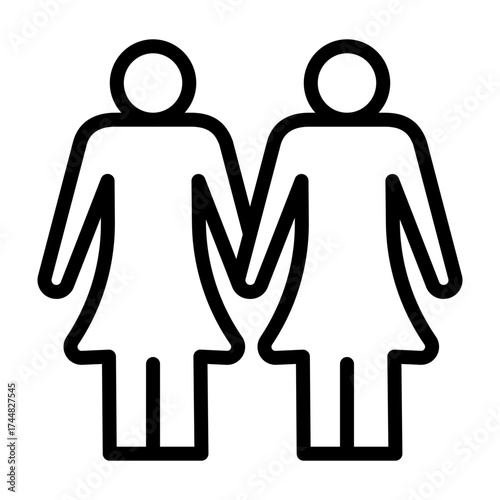 Same Sex Couple (Female) Vector Line Icon Design