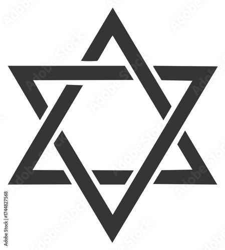 Geometric Star of David Icon in Black, Vector Illustration