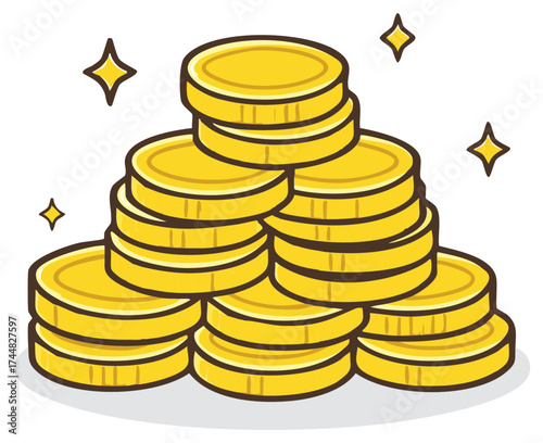 Pile of shiny gold coins sparkling with abundance and wealth
