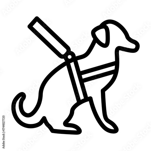 Service Dog Vector Line Icon Design