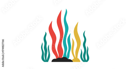 Colorful flames illustration representing fire and energy with vibrant hues and dynamic shapes.