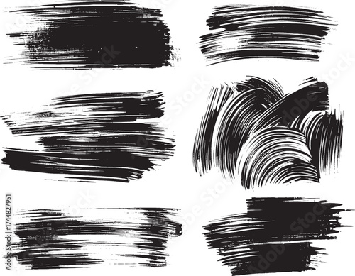 Colorful Paint Brush Stroke Vector Set