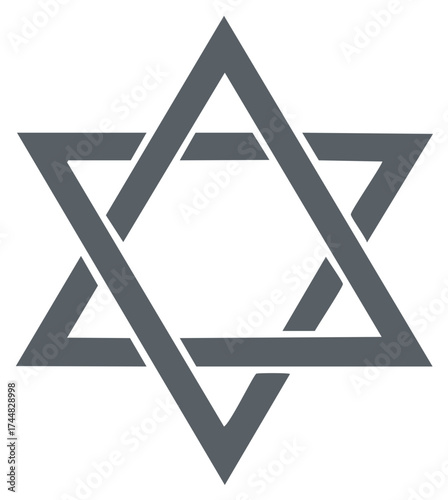 Geometric Star of David Gray Symbol Intertwined Triangles Judaism Religious Iconography Cultural Significance Vector Art