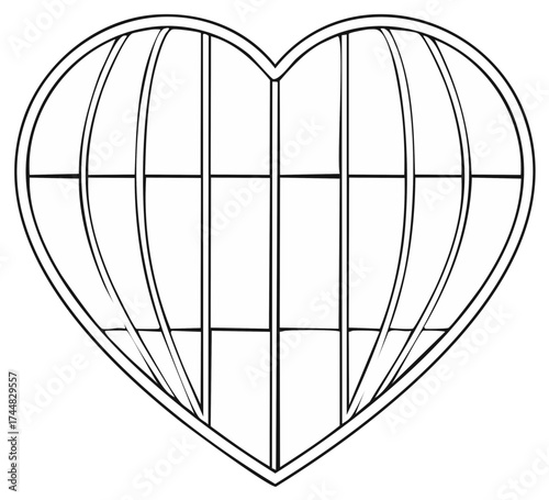 Heart Shaped Cage Graphic Illustration Prison of Love Symbol