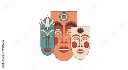 Colorful Tribal Masks - A Celebration of Cultural Art and Heritage.