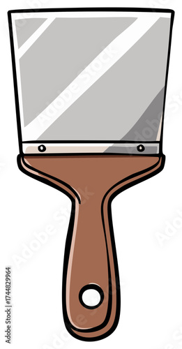 Spackle knife cartoon illustration of a construction and renovation scraper tool