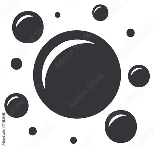 Dark Bubbles Floating Round Shapes Representing Spheres and Circles