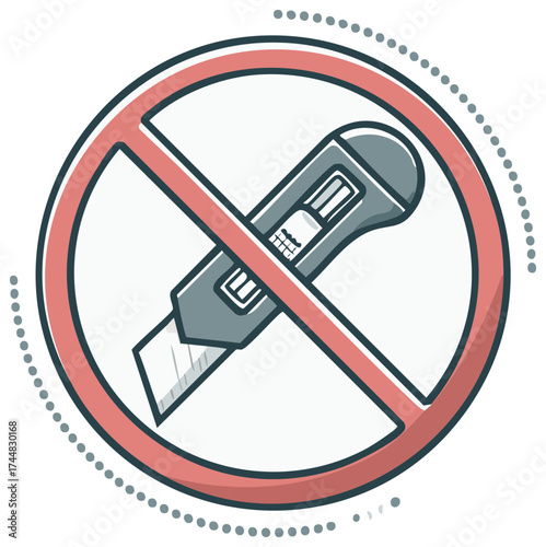 Wallpaper Mural Do not use sharp objects warning icon showing prohibited utility knife cutter tool danger symbol Torontodigital.ca