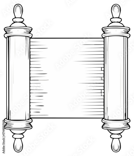 Elegant Drawn Scroll with Columns ready for text, perfect for invitations, announcements, or historical narratives.