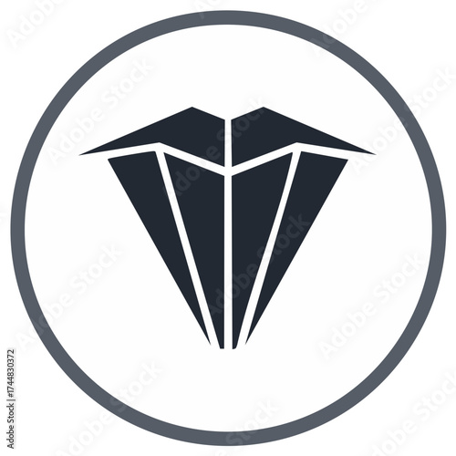 Diamond Gemstone in Circle Frame Abstract Luxury Design Element Simple Logo Icon Isolated