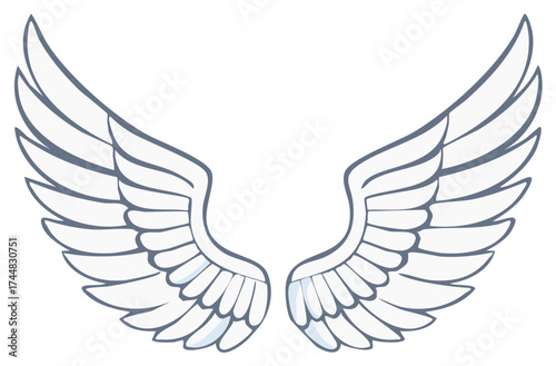 Angel Wings Illustration: Feathered Spread for Symbolism, Fantasy or Spiritual Design Elements