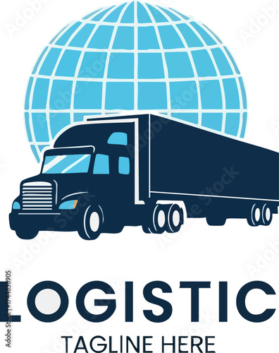 Global Logistics Truck and Globe Icon.