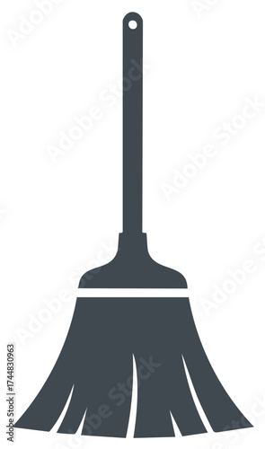 Stylized Illustration of a Broom for Cleaning and Housekeeping