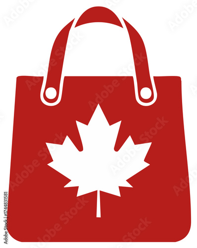 Shopping bag illustration with a maple leaf symbol