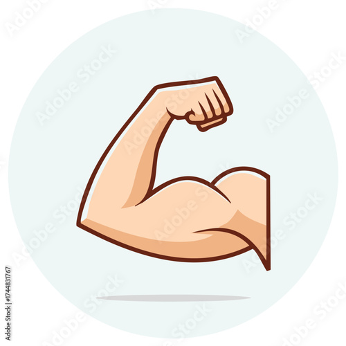 Stylized arm shows biceps muscle strong strength healthy power cartoon design