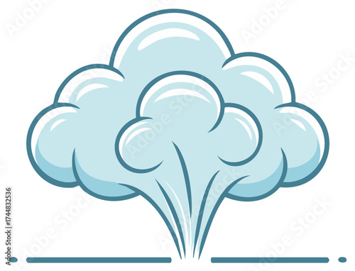 Cartoon steam cloud rising from ground graphic element