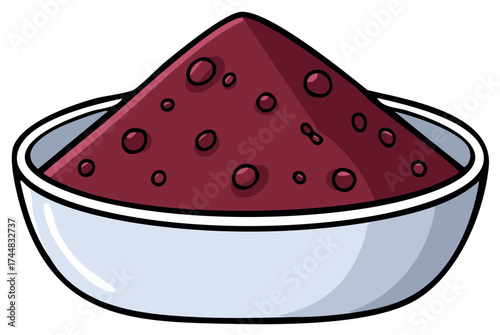 Illustration of Bowl Filled with Reddish Powder for Food, Beauty Products, or Painting