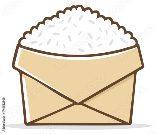Stylized illustration of a bag of white rice, a staple food source.
