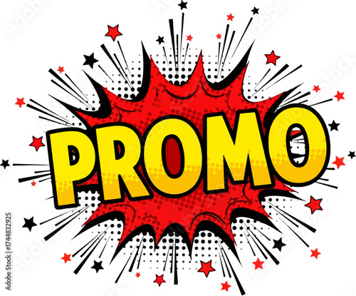 Promo sale banner in retro comic book style.