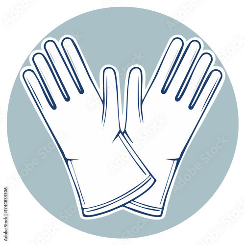 White protective gloves vector illustration for cleaning hygiene and safety