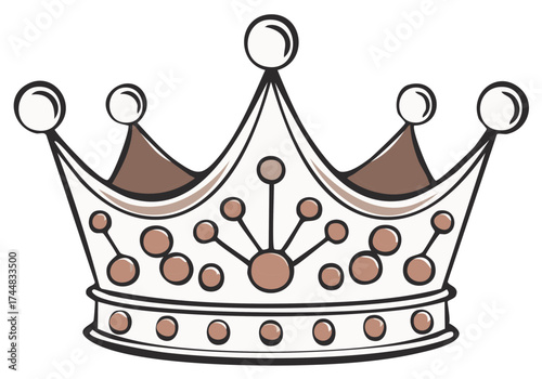 Royal Crown Vector with Ornate Jewels and Detailed Line Work Illustration for Decoration and Designs
