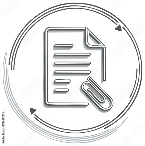 Digital File Icon with Paper Clip for Organization in a Circular Workflow Illustration