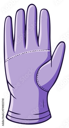 Close-up of a Purple Latex Glove, Digitally Drawn with Bold Outlines