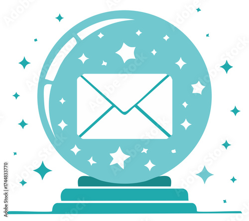 Predicting Messages and Email with a Sparkling Magical Crystal Ball Vector Illustration