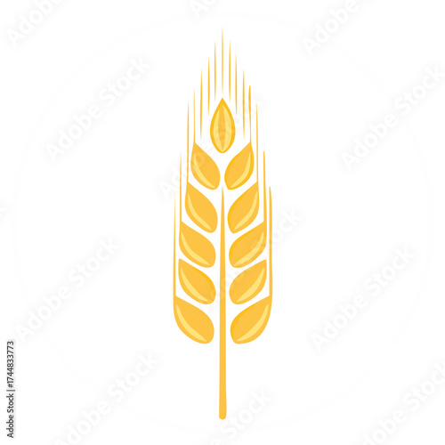 Single Golden Ear of Wheat Illustration Symbol of Agriculture Harvest and Baking