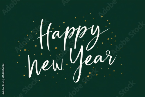 Happy New Year Lettering with Glitter Background