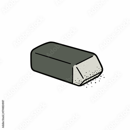 Chalkboard eraser with dusty edge on a white background  