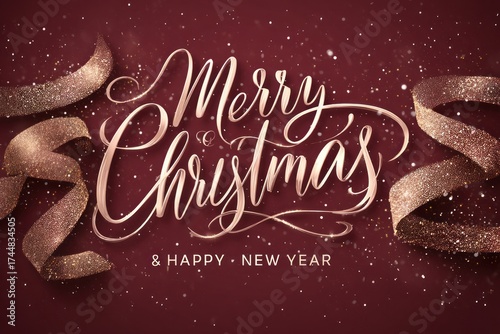 Merry Christmas Festive Red Glitter Background