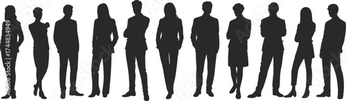 Wallpaper Mural Business team silhouette standing in row, corporate professionals, teamwork concept, diverse group, black and white illustration, leadership, unity Torontodigital.ca