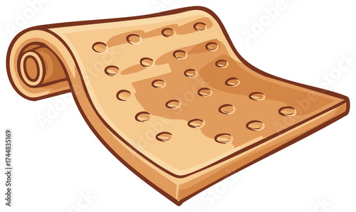 Cartoon Tan Color Rolled Up Perforated Mat Flooring Material Vector