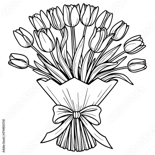 Tulip bouquet coloring page