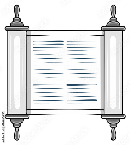 Ancient Scroll Document with Horizontal Text Lines