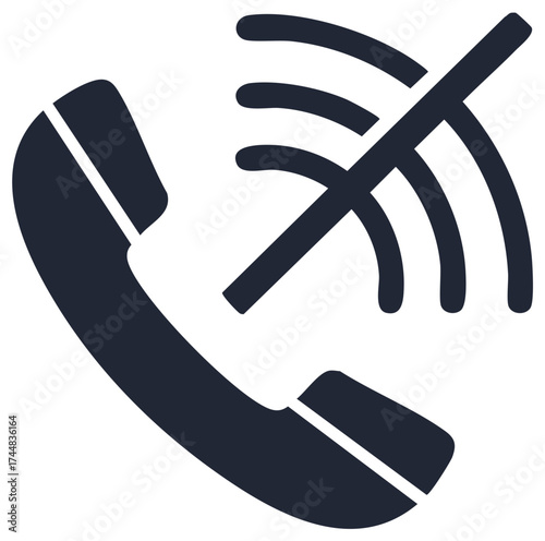 Phone Outage Symbol Showing Phone Receiver with Signal Waves and a Slash Indicating Call Drop