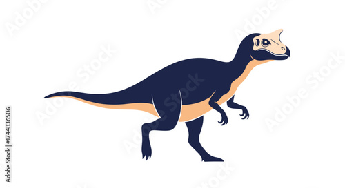 Illustration of a Dilophosaurus dinosaur in a side profile.