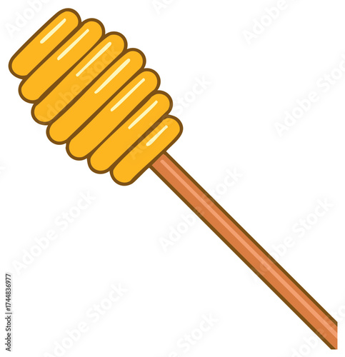 Golden honey dipper illustration for sweet food and natural product designs