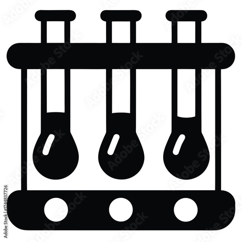 Test Tube Rack with Liquid Levels in Minimal Laboratory Vector illustration