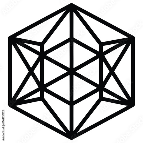 Crystal Structure Lattice Pattern in Minimal Geometric Science Vector  illustration