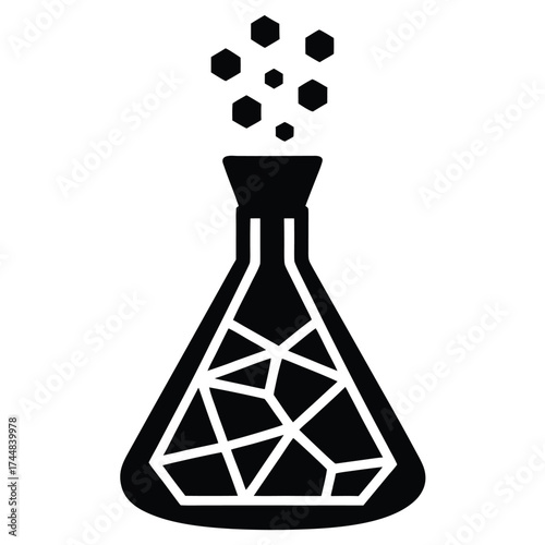 Laboratory Flask Emitting Geometric Chemical Shapes in Minimal Science Vector   illustration