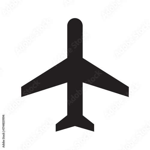 Minimalist airplane silhouette symbol for air travel and global transport
