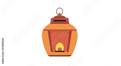 Traditional Orange Lantern with Warm Glowing Flame.